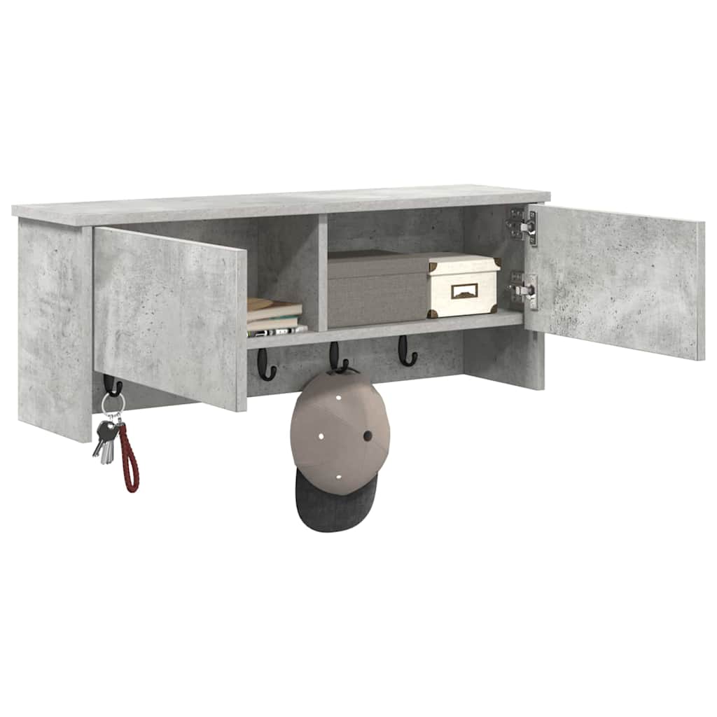 Wandmontierter Kleiderständer mit Tür Betongrau 80 x 20 x 30 cm